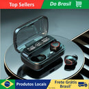 Fone de Ouvido Bluetooth 5.1 Case LED Digital – À Prova D'água, Bateria Longa, Touch Control