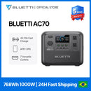 Estação de energia portátil BLUETTI AC70 1000W 768Wh LiFePO4 bateria Controle remoto inteligente para fonte de alimentação de acampamento ao ar livre