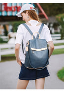 Mochila feminina de couro, mochila escolar antifurto com grande capacidade
