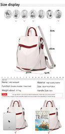 Mochila feminina de couro, mochila escolar antifurto com grande capacidade