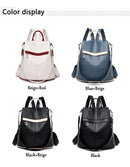 Mochila feminina de couro, mochila escolar antifurto com grande capacidade