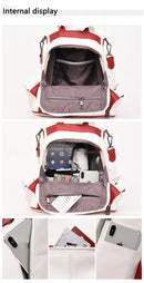Mochila feminina de couro, mochila escolar antifurto com grande capacidade
