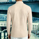 Camisas masculinas leves de manga comprida, camisas henley de algodão e linho para homens, camisa havaiana de praia com decote em v, camisa polo respirável