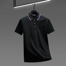 2025 nova camisa polo masculina casual de cor sólida de manga curta verão elegante e confortável versátil topo