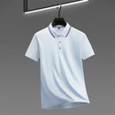 2025 nova camisa polo masculina casual de cor sólida de manga curta verão elegante e confortável versátil topo