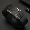 Cinto de couro PU masculino elegante – cintos da moda para vida diária, lazer, festas, festival, trabalho e fivela automática de negócios