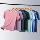 Camiseta feminina reflexiva para corrida – alta elasticidade respirável de seda gelada de secagem rápida para o verão, camiseta ativa legal de manga curta