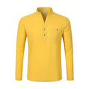 Camisas masculinas leves de manga comprida, camisas henley de algodão e linho para homens, camisa havaiana de praia com decote em v, camisa polo respirável
