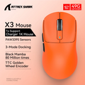 ATTACK SHARK X3 Mouse leve sem fio Bluetooth conexão tri-mode, PAW3395, mouse Macro Bluetooth para jogos