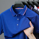2025 nova camisa polo masculina casual de cor sólida de manga curta verão elegante e confortável versátil topo