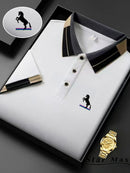 Camisa polo masculina de luxo com manga curta e bordado de cavalo, estilo Milão, camiseta casual de verão, roupa masculina de marca para negócios.