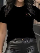 Camiseta feminina de verão com estampa de desenho animado, gola redonda, manga curta, estilo Y2K, tendência de moda de luxo.