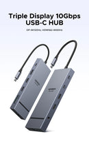 UGREEN 12 em 1 USB HUB Tipo-C para 2HDMI 4K120Hz DP USB3.2 10Gbps SD/TF RJ45 PD100W para MacBook Dell HP Acessórios para laptop Encaixe