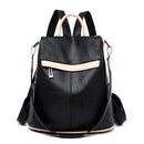Mochila feminina de couro, mochila escolar antifurto com grande capacidade