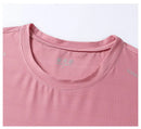 Camiseta feminina reflexiva para corrida – alta elasticidade respirável de seda gelada de secagem rápida para o verão, camiseta ativa legal de manga curta