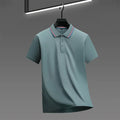 2025 nova camisa polo masculina casual de cor sólida de manga curta verão elegante e confortável versátil topo