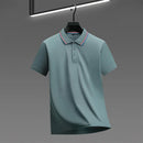 2025 nova camisa polo masculina casual de cor sólida de manga curta verão elegante e confortável versátil topo