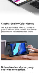 Ehomewei monitor portátil de tela dupla série x, toque de telefone sem drive fhd 2k 15.6 “16” para laptop windows macbook