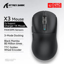 ATTACK SHARK X3 Mouse leve sem fio Bluetooth conexão tri-mode, PAW3395, mouse Macro Bluetooth para jogos