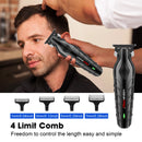Máquina de cortar cabelo profissional Hiena 212, conjunto de cortador de cabelo masculino, aparador de cabelo elétrico sem fio de metal para barbeiro com visor LCD.