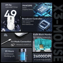 ATTACK SHARK X3 Mouse leve sem fio Bluetooth conexão tri-mode, PAW3395, mouse Macro Bluetooth para jogos