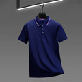 2025 nova camisa polo masculina casual de cor sólida de manga curta verão elegante e confortável versátil topo