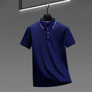 2025 nova camisa polo masculina casual de cor sólida de manga curta verão elegante e confortável versátil topo
