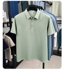 Camisa Polo Masculina BROWON 2026 de Verão Luxuosa de Manga Curta em Seda Gelada com Estampa e Gola para Homens - Ideal para Negócios e Trabalho