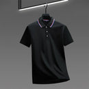 2025 nova camisa polo masculina casual de cor sólida de manga curta verão elegante e confortável versátil topo