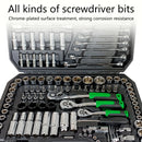 Conjunto de ferramentas de reparo mecânico automotivo, 150/46 peças, multifuncional com soquete, chave e conjunto de catraca, reparo automático, kit de ferramentas mecânicas