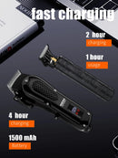 Máquina de cortar cabelo profissional Hiena 212, conjunto de cortador de cabelo masculino, aparador de cabelo elétrico sem fio de metal para barbeiro com visor LCD.