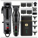 Máquina de cortar cabelo profissional Hiena 212, conjunto de cortador de cabelo masculino, aparador de cabelo elétrico sem fio de metal para barbeiro com visor LCD.