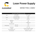 Cloudray-Fonte de Alimentação Laser para Gravação e Corte, CO2, M100W, 80-100W