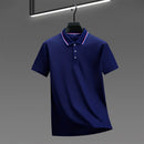 2025 nova camisa polo masculina casual de cor sólida de manga curta verão elegante e confortável versátil topo