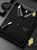 Camisa polo masculina de luxo com manga curta e bordado de cavalo, estilo Milão, camiseta casual de verão, roupa masculina de marca para negócios.