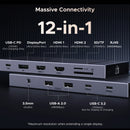 UGREEN 12 em 1 USB HUB Tipo-C para 2HDMI 4K120Hz DP USB3.2 10Gbps SD/TF RJ45 PD100W para MacBook Dell HP Acessórios para laptop Encaixe