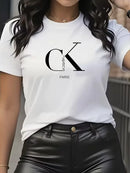 Camiseta feminina de verão com estampa de desenho animado, gola redonda, manga curta, estilo Y2K, tendência de moda de luxo.