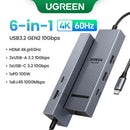 UGREEN 12 em 1 USB HUB Tipo-C para 2HDMI 4K120Hz DP USB3.2 10Gbps SD/TF RJ45 PD100W para MacBook Dell HP Acessórios para laptop Encaixe