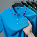 2025 nova camisa polo masculina casual de cor sólida de manga curta verão elegante e confortável versátil topo