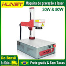 Máquina de Marcação a Laser Hunst Pequena, 30W 50W Portátil, Dobrável, Mini Gravador a Laser de Fibra, Presente DIY para Gravação, Gravação de Joias em Metal
