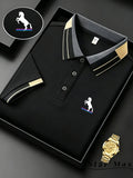Camisa polo masculina de luxo com manga curta e bordado de cavalo, estilo Milão, camiseta casual de verão, roupa masculina de marca para negócios.