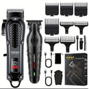 Máquina de cortar cabelo profissional Hiena 212, conjunto de cortador de cabelo masculino, aparador de cabelo elétrico sem fio de metal para barbeiro com visor LCD.