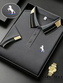 Camisa polo masculina de luxo com manga curta e bordado de cavalo, estilo Milão, camiseta casual de verão, roupa masculina de marca para negócios.