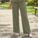 Conjunto Feminino Willshela de 2 Peças: Camisa Lisa de Botões e Calça Vintage com Cintura Elástica - Conjunto Chique para Mulheres