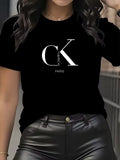 Camiseta feminina de verão com estampa de desenho animado, gola redonda, manga curta, estilo Y2K, tendência de moda de luxo.