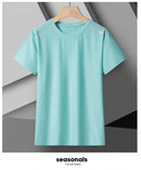 Camiseta feminina reflexiva para corrida – alta elasticidade respirável de seda gelada de secagem rápida para o verão, camiseta ativa legal de manga curta