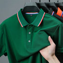 2025 nova camisa polo masculina casual de cor sólida de manga curta verão elegante e confortável versátil topo