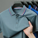 2025 nova camisa polo masculina casual de cor sólida de manga curta verão elegante e confortável versátil topo