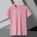 Camiseta feminina reflexiva para corrida – alta elasticidade respirável de seda gelada de secagem rápida para o verão, camiseta ativa legal de manga curta