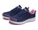 Mulheres sapatos casuais moda respirável andando malha sapatos planos tênis feminino 2021 ginásio sapatos vulcanizados branco calçado feminino